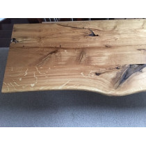 "Eiche, Leimholzplatte, rustikal plus, Baumkante vorne, 100x50x3cm, geölt, Wildeiche